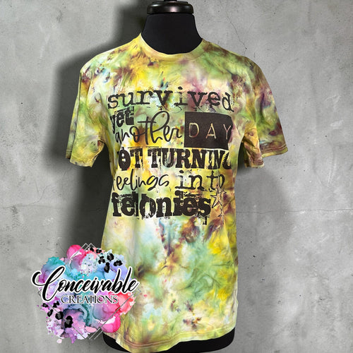 Survived Yet Another Day Tie Dye Tee – Bold Statement Graphic Shirt