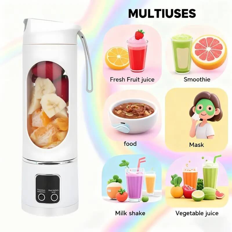 Portable USB Rechargeable Blender, Compact Leakproof Personal Smoothie Maker for Shakes, Fruit Drinks & On-the-Go Use
