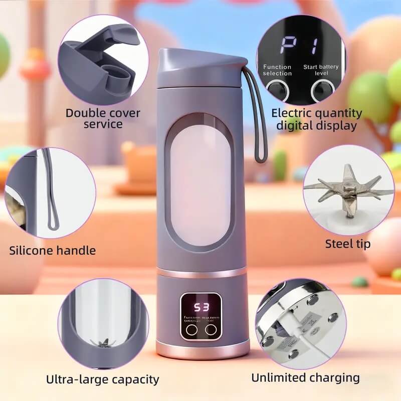 Portable USB Rechargeable Blender, Compact Leakproof Personal Smoothie Maker for Shakes, Fruit Drinks & On-the-Go Use